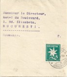 NI660 Manșetă cu adresa directorului Hotel du Boulevard din București, 1939