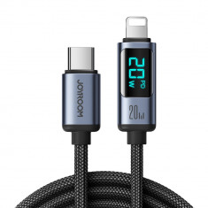 Cablu Lightning - USB C 20W, cablu de 1,2 m cu afișaj LED Joyroom S-CL020A16 negru