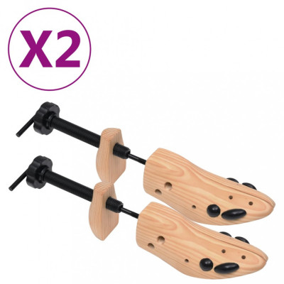 vidaXL Șanuri de pantofi, 2 perechi, mărime 41-46, lemn masiv de pin foto