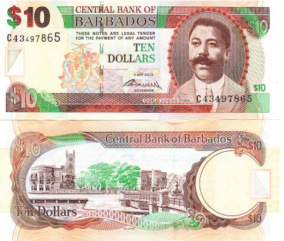 Barbados 10 Dolari 2012 P-68 UNC foto