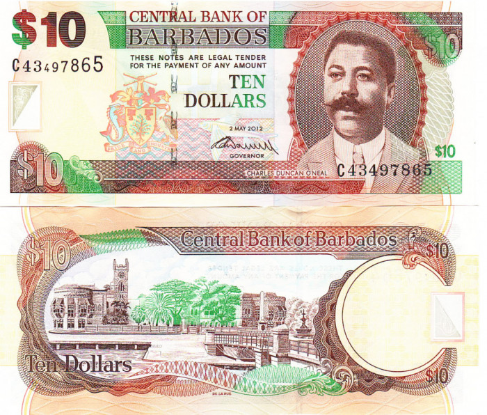 Barbados 10 Dolari 2012 P-68 UNC