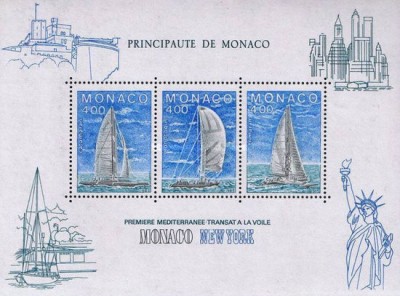Monaco 1985 - Cursa de navigație Monaco-New York, bloc neuzat foto