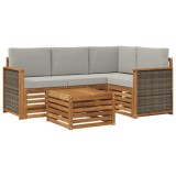 vidaXL Set de canapele de exterior 5 pcs Natural și gri deschis 3384317