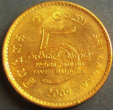 Cumpara ieftin Moneda exotica 5 RUPII / RUPEES - SRI LANKA, anul 2009 *cod 1213, Asia