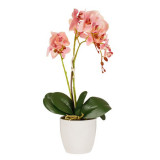 Cumpara ieftin Orhidee decorativa artificiala in ghiveci,flori roz,14x50 cm