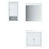 Cumpara ieftin Set mobilier baie, 3 piese, &bdquo;BERG&rdquo;, alb, lemn masiv de pin