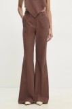 Answear Lab pantaloni de costum evazați culoarea maro, evazati, high waist