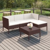 Cumpara ieftin Set mobilier de grădină cu perne, 5 piese, maro, poliratan