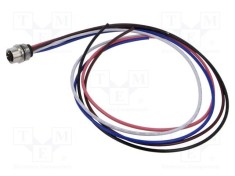 Conector M12 soclu mamă 5 pini 16A 63V IP67 drept cu cablu 0,5m Lutronic