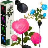Lampa solara decorativa tip trandafir cu 3 flori LED Gardlov