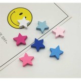 Margele stelute colorate din lemn pentru activitati crafts,10 bucati set, 18 mm