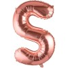 Balon folie metalizata litera s, flippy, 80 cm, umflati cu heliu sau aer, ambalaj individual, pai inclus, rose gold