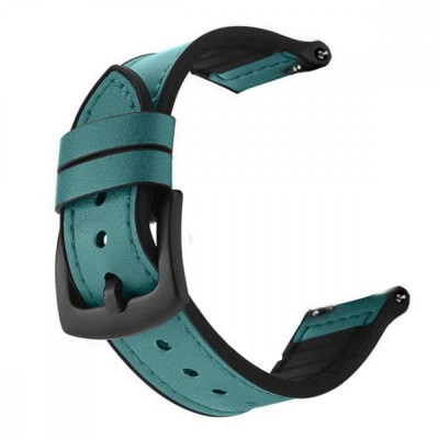 Curea piele-silicon, compatibila Huawei Watch GT6 46mm|GT5|GT4|GT3|GT2 46mm|GT2e|Galaxy Watch|Fossil 22mm, Spring Green foto