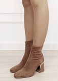 Botine dama camel cu toc gros 2908A 19