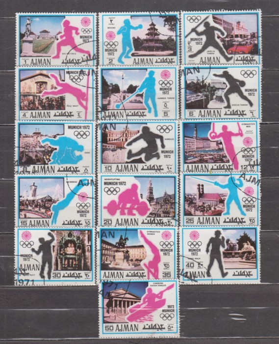 A12 S3 4 - TIMBRE FOARTE VECHI - Ajman - Jocurile olimpice Munhen 1972