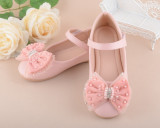 Pantofiori roz cu fundita aplicata (Marime Disponibila: Marimea 26)