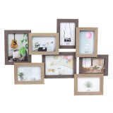Rama foto decorativa, Callena, cu 8 cadre, lemn, tip colaj, maro, 63 x 47cm