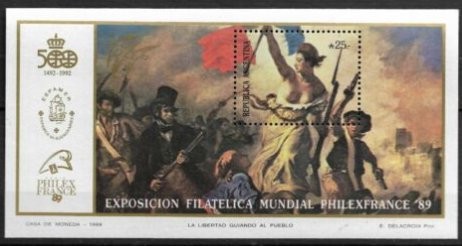 Argentina 1989 - Philexfrance, colita neuzata