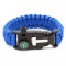 Bratara de supravietuire in aer liber, tip army, 5 in 1, paracord, busola , fluier, cutit, cremene, albastra, 26 cm