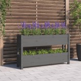 Cumpara ieftin Jardinieră, gri, 112x25x66 cm, lemn masiv de pin