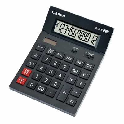 Calculator de birou CANON AS-2200 ecran 12 digiti alimentare solara si baterie negru BE4584B001AA foto