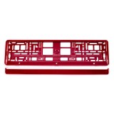 Suport numar inmatriculare rosu metalizat AMiO, suport placa auto cu montaj usor fara gaurire, listwa cu clips, compatibila cu orice automobil