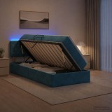 Cumpara ieftin Pat cu LED si saltea Albastru inchis 90 x 190 cm Catifea