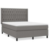 Cumpara ieftin Pat box spring cu saltea, gri inchis, 140x200 cm, textil