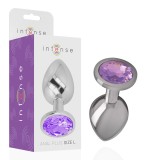 Intense Anal Toys-Plug Anal Metalic Aluminiu cu Cristal Violet &ndash; Mărime S