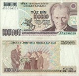 1991 , 100,000 turkish lira ( P-205a) - Turcia