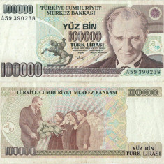 1991 , 100,000 turkish lira ( P-205a) - Turcia