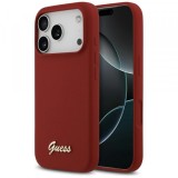 Husa MagSafe pentru Apple iPhone 17 Pro, Guess, Script Metal Logo, Rosie