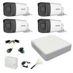 Kit complet profesional 4 camere supraveghere exterior 5MP TurboHD HIKVISION 40 m IR SafetyGuard Surveillance