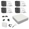 Kit complet profesional 4 camere supraveghere exterior 5MP TurboHD Hikvision IR 40m DVR 4 canale accesorii incluse SafetyGuard Surveillance