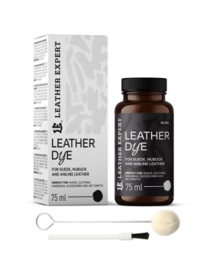 Vopsea Piele Intoarsa Negru Leather Expert, Dye for suede, nubuck, aniline 75ml foto
