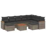 Cumpara ieftin Set mobilier de gradina cu perne, 10 piese, gri, poliratan