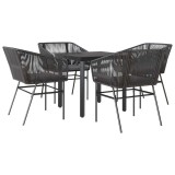 Cumpara ieftin Set de sufragerie de gradina 5 piese neagra Sticla Poly Rattan