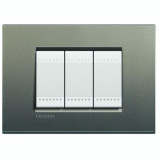 PLACA ORNAMENTALA, 3 MODULE, GRI, LIVING LIGHT, BTICINO