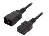 Cablu IEC C19 mamă - IEC C20 tată 0,5m Negru 16A