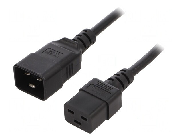 Cablu IEC C19 mamă - IEC C20 tată 0,5m Negru 16A