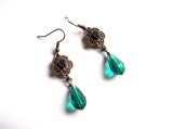 cercei sticla si accesorii bronz si cristale lacrima 37128