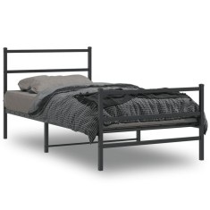vidaXL Cadru pat metalic cu tăblii de cap/picioare&nbsp; negru, 100x200 cm 355378