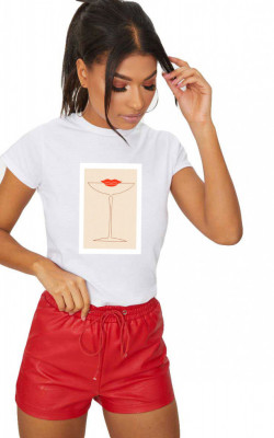 Tricou dama alb - Cocktail Kiss - L foto