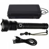 Lanterna aluminiu, cu acumulator, tactica, militara, Trizand, LED P70, USB, 500 m, 25x6 cm, Isotrade