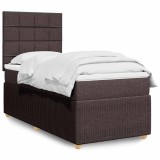 VidaXL Pat box spring cu saltea, maro &icirc;nchis, 90x190 cm, textil