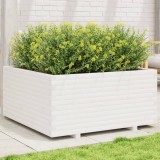 Cumpara ieftin Jardinieră de grădină, alb, 100x100x49,5 cm, lemn masiv de pin