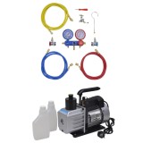 Cumpara ieftin Pompă de vid 50 L/min cu set de manometre cu 2 căi &icirc;n set scule