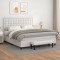 vidaXL Pat box spring cu saltea, alb, 180x200 cm, piele ecologică 3137678