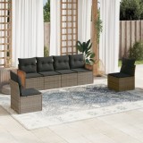 Cumpara ieftin Set mobilier grădină cu perne, 6 piese, gri, poliratan