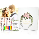 Set carte de oaspeti si 4 coli cu autocolante pentru nunta Taope, hartie, multicolor, 21,5 x 21 cm/15 x 21 cm